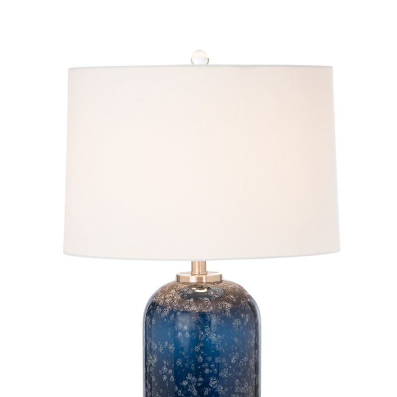 Lux Lighting Tootsie 30 Blue Glass Table Lamp w/ Crystal Base, (Set of 2)