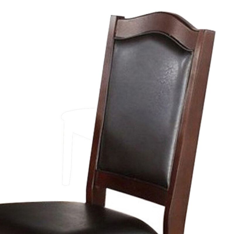 Contemporary Rubber Wood Dining Chair, Set Of 2, Brown And Black-Benzara