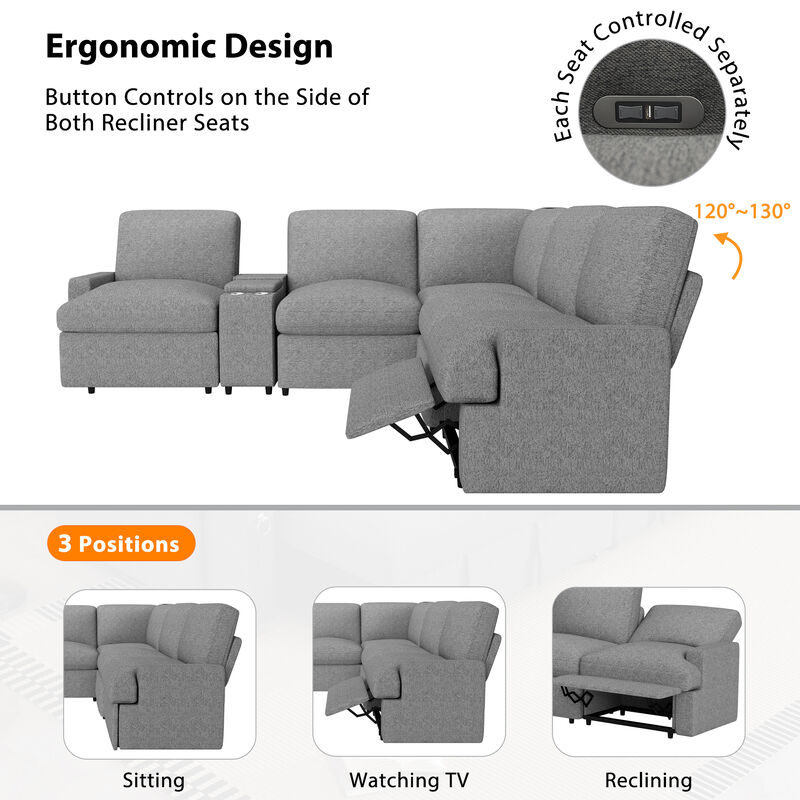 104" Power Recliner Corner Sofa Home Theater Reclining Sofa Sectional
