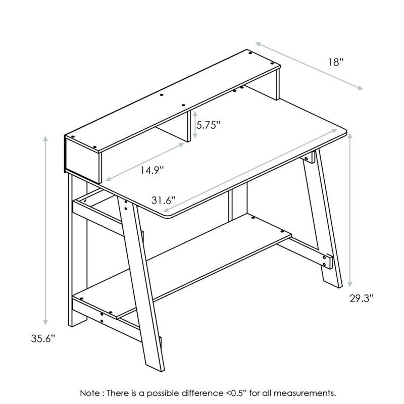 Furinno Furinno 14054DWN Simplistic A Frame Computer Desk, Dark Walnut