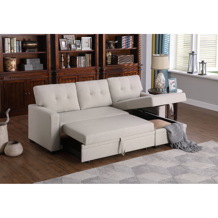 Upholstered Pull Out Sectional Sofa With Chaise