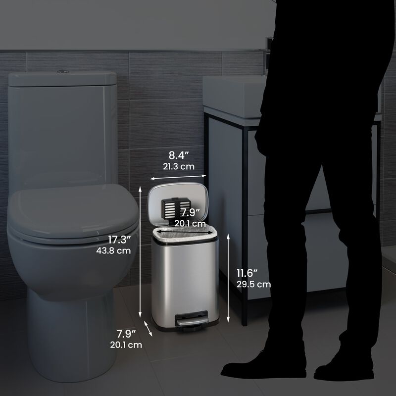 iTouchless 13.2 Gallon and 1.32 Gallon Kitchen and Bathroom SoftStep Step Pedal Trash Cans Combo Pack