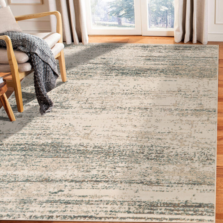 Alpine Grace Ivory Striped Area Rug 7'10" x 10'2"
