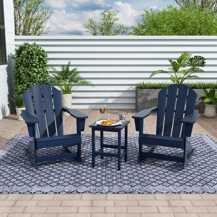 WestinTrends 3-Piece Outdoor Patio Rocking Adirondack Chairs with Side Table Set