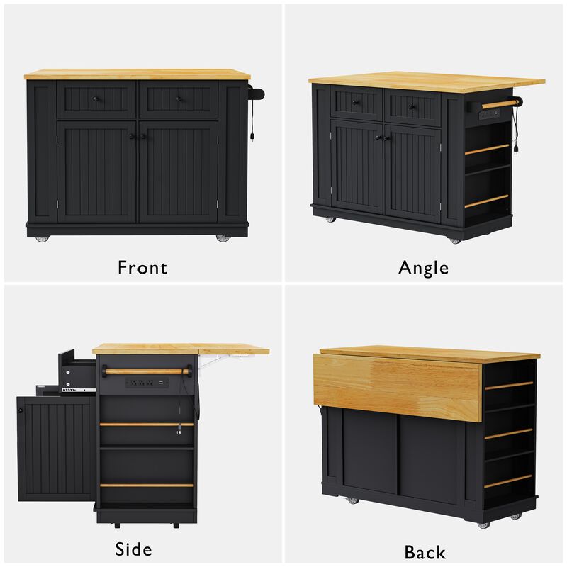 Merax Farmhouse Kitchen Island with Drop Leaf