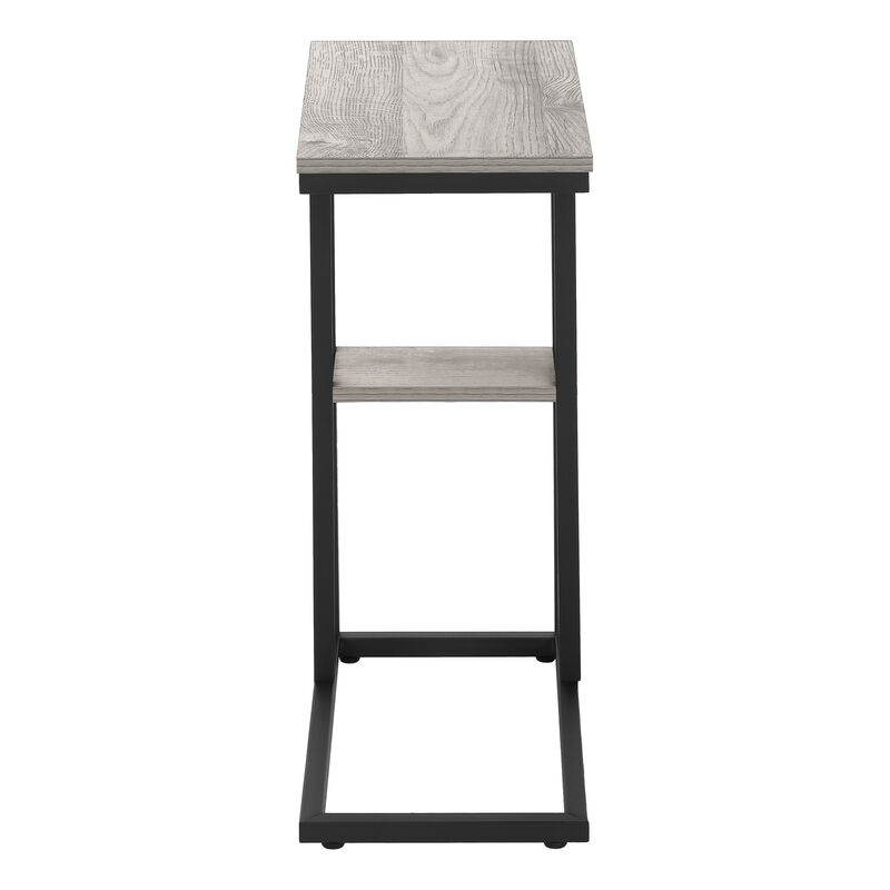 Monarch Specialties I 3671 Accent Table, C-shaped, End, Side, Snack, Living Room, Bedroom, Metal, Laminate, Grey, Black, Contemporary, Modern