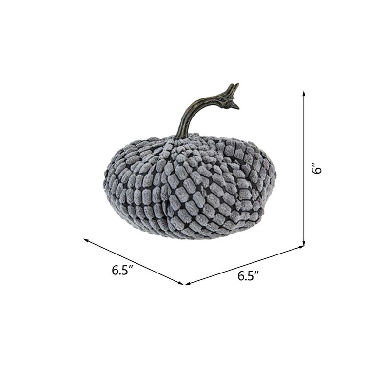 Weighted Pumpkin Table Ornaments, Set of 2 Chenille, Perfect for Christmas and Thanksgiving Decor, Gray