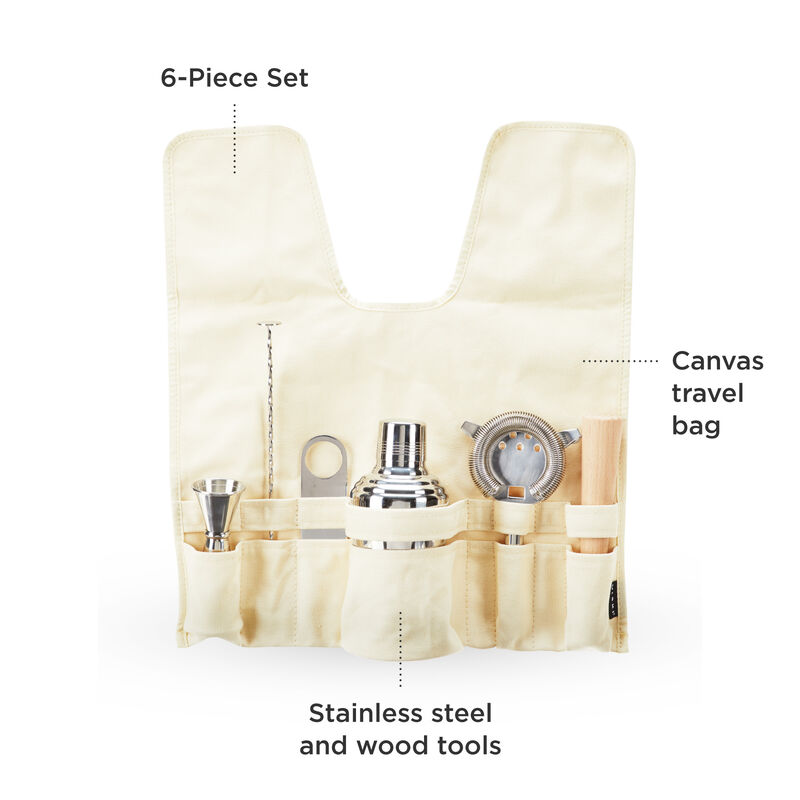 7-Piece Stainless Steel Travel Bar Barware Set