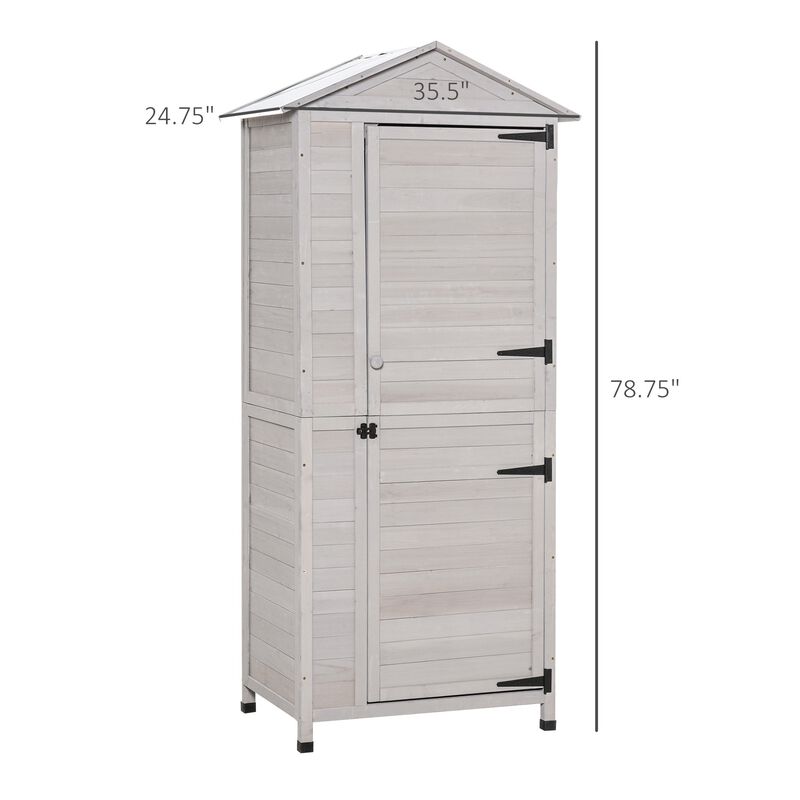 Light Gray Outdoor Storage: 4-Tier Wooden Garden Cabinet with Shelves
