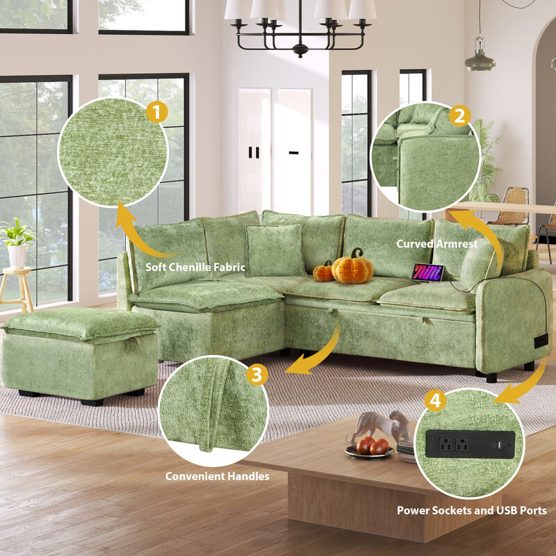 Merax L-shape Convertible Sofa Bed Sectional Sofa