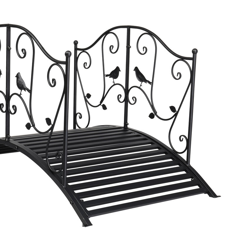 Stylish Courtyard Iron Handrail with Arched Design and Bird Motif
