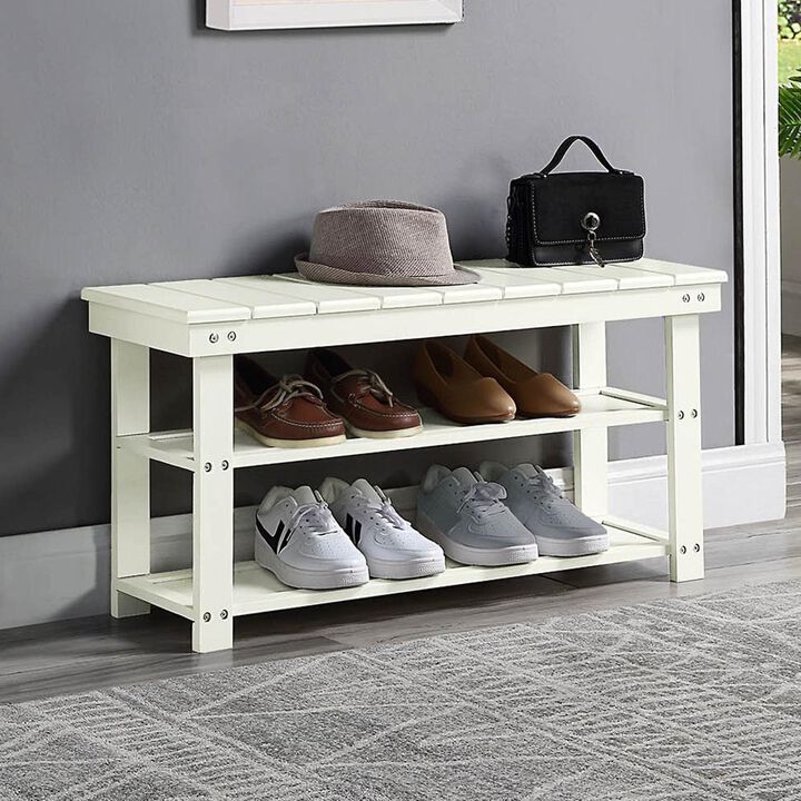 Convenience Concepts Oxford Utility Mudroom Bench with Shelves, White