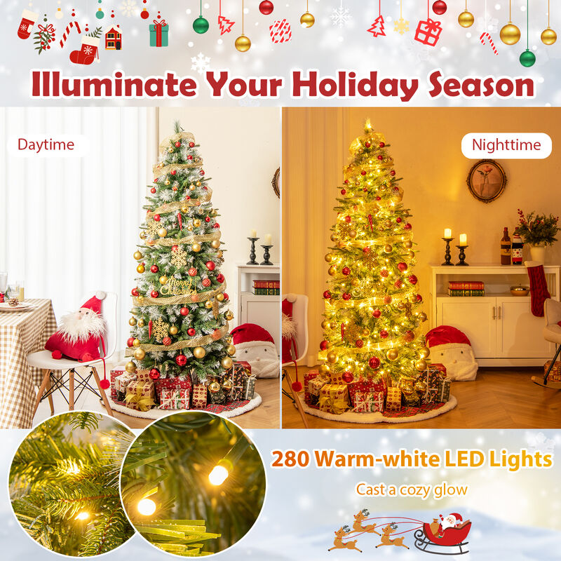 6/7.5/9 FT Artificial Christmas Tree with Warm-White LED Lights