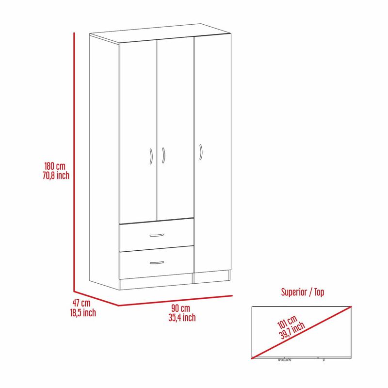 Rowaton 2-Drawer 3-Door Armoire