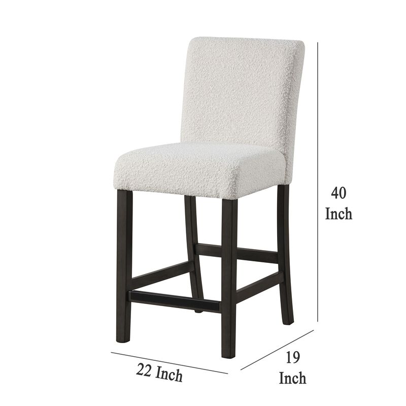 Ghy Counter Height Chair Set of 2, White Fabric, Solid Acacia Wood - Benzara