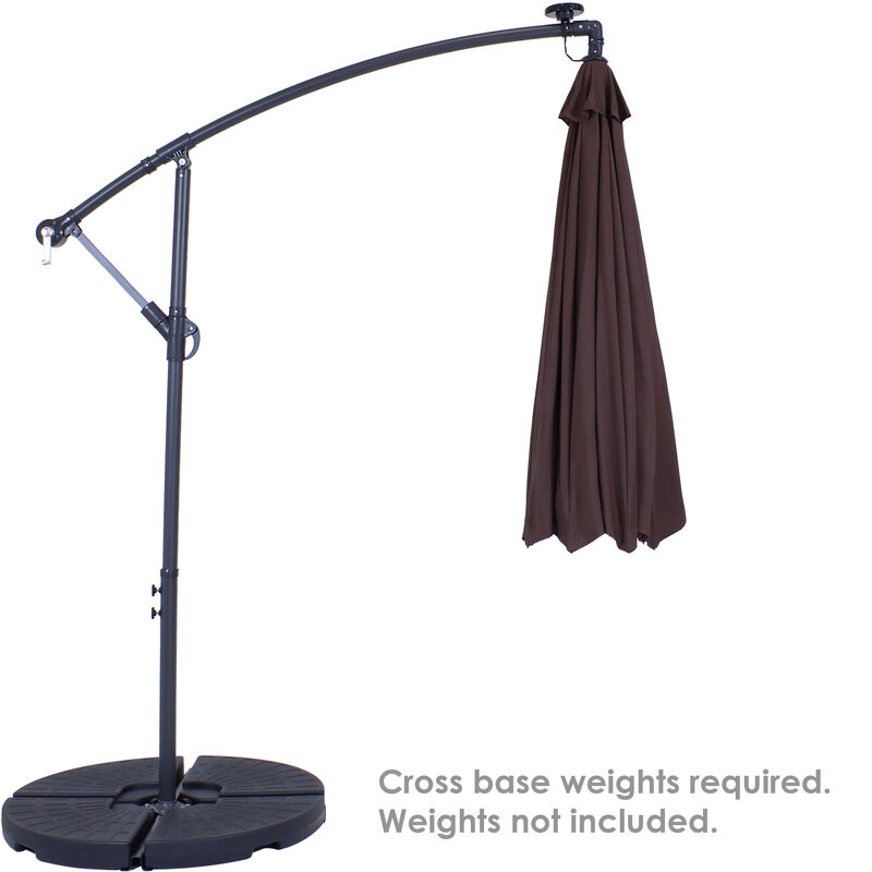 Sunnydaze 10 ft Solar Offset Steel Patio Umbrella with Crank
