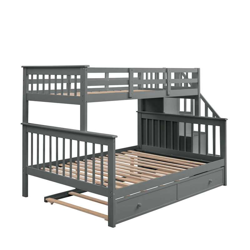 Merax Bunk Bed with Trundle and Guard Rail