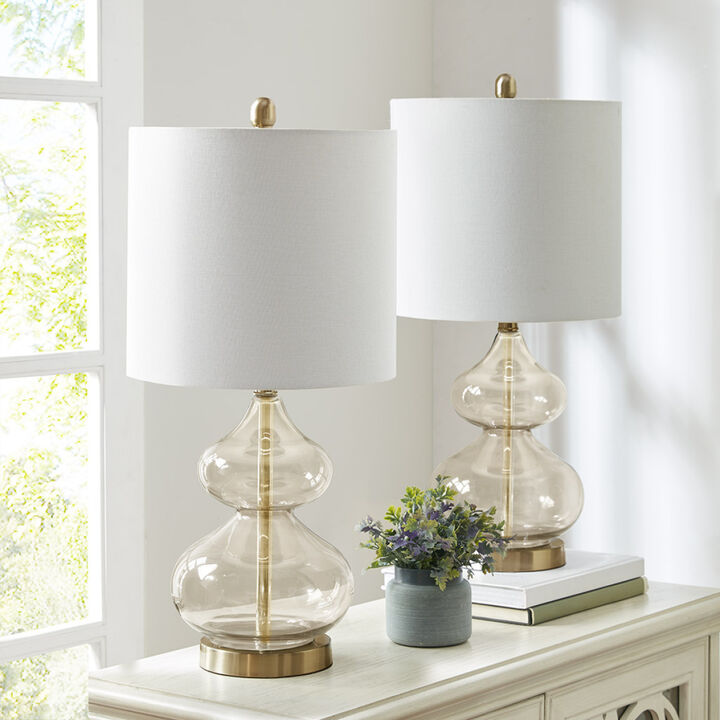 Ellipse Curved Glass Table Lamp, Set Of 2