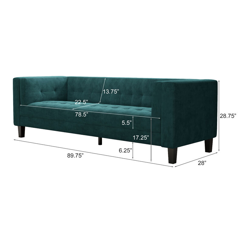 Merax Upholstered Tufted Coach Velvet Sofa