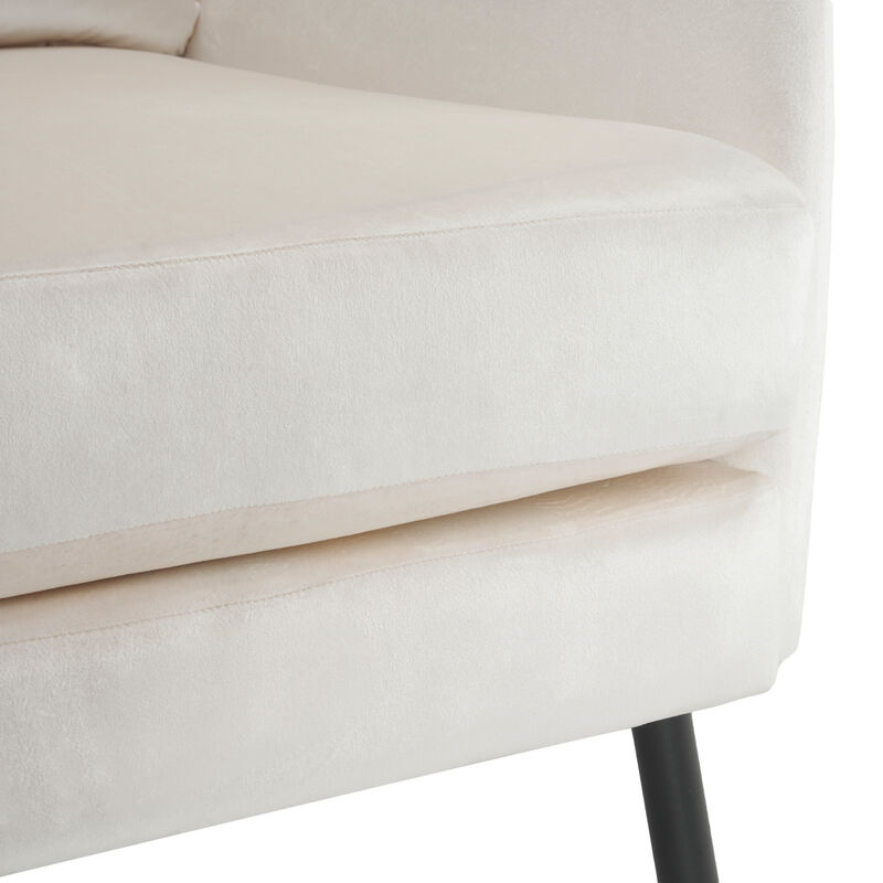 Merax Wing Back Velvet Accent Chair with Metal Legs