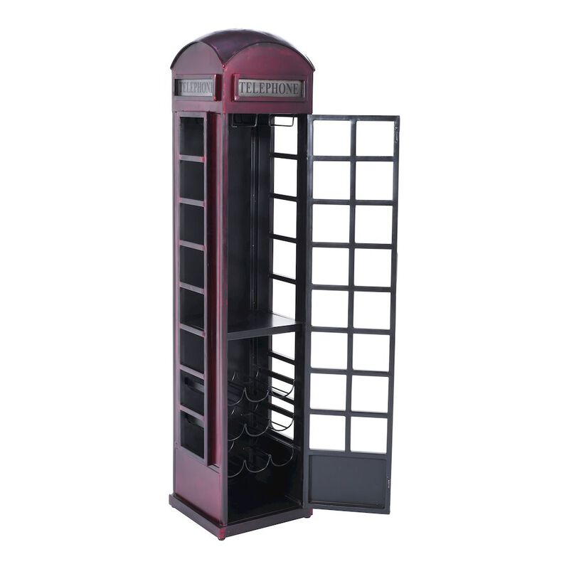 Jofran Glory Days Telly Vintage Telephone Booth Lounge Bar Cabinet