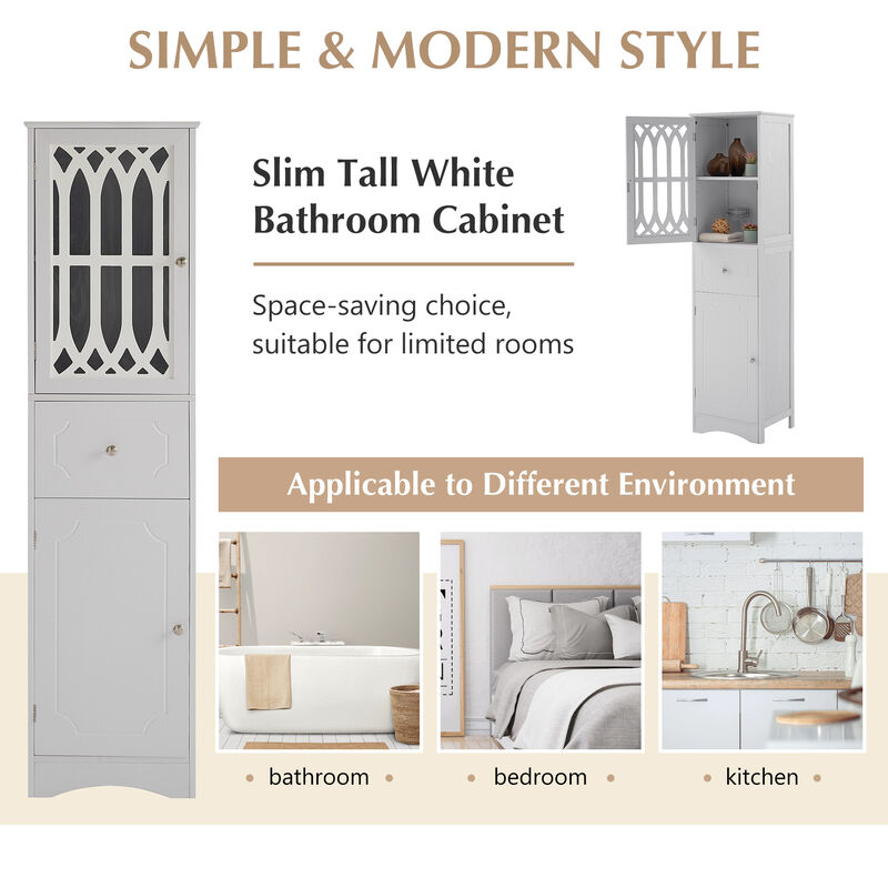 Merax  Freestanding Linen Cabinet Bathroom Storage Cabinet