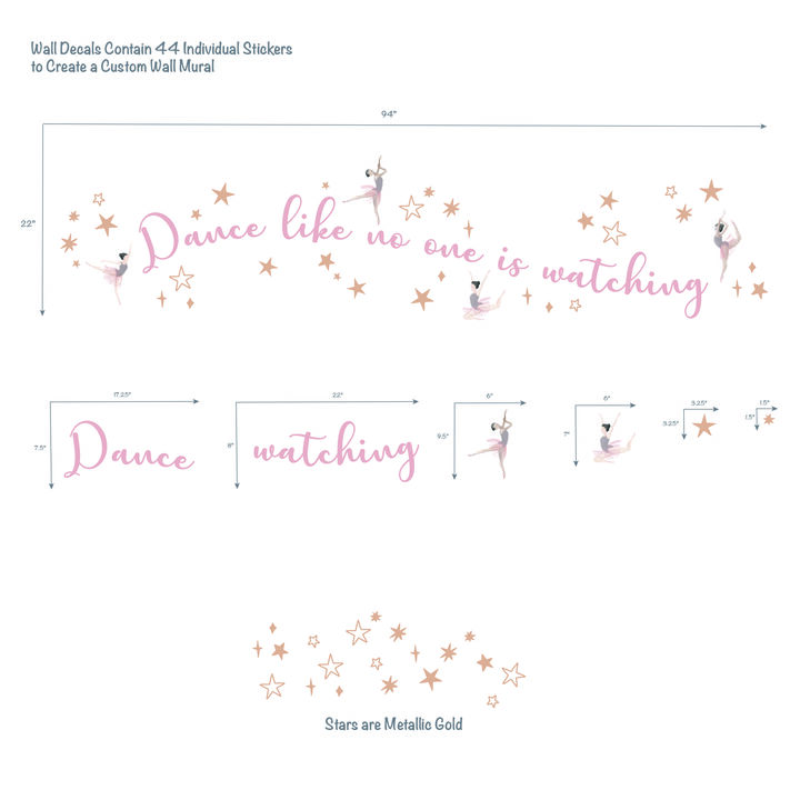 Lambs & Ivy Ballerina Baby Dance Like No One is Watching Wall Decals/Stickers