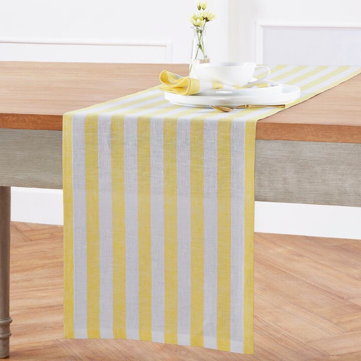 Solino Home 100% Pure Linen Table Runner 14 x 48 Inch | Sorrento Stripe