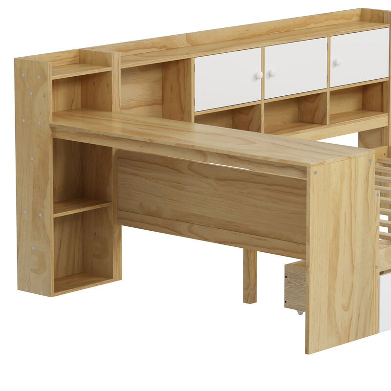 Merax Wooden L-Shape Daybed with Storage