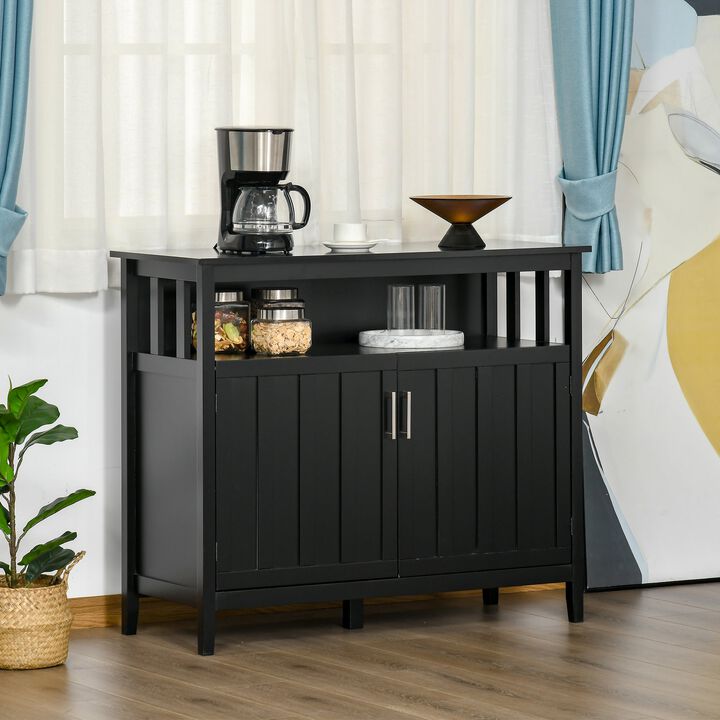 Black Entryway Cabinet: Kitchen Sideboard with 2 Doors and Shelves