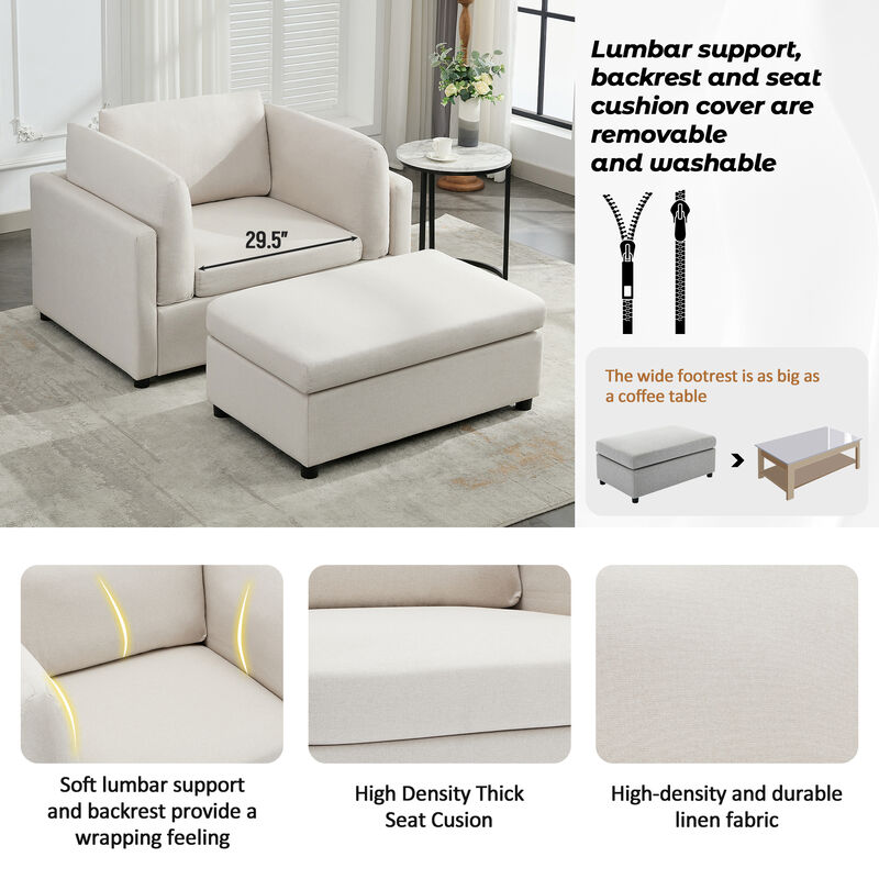 Merax Modern Armchair with Ottoman Set