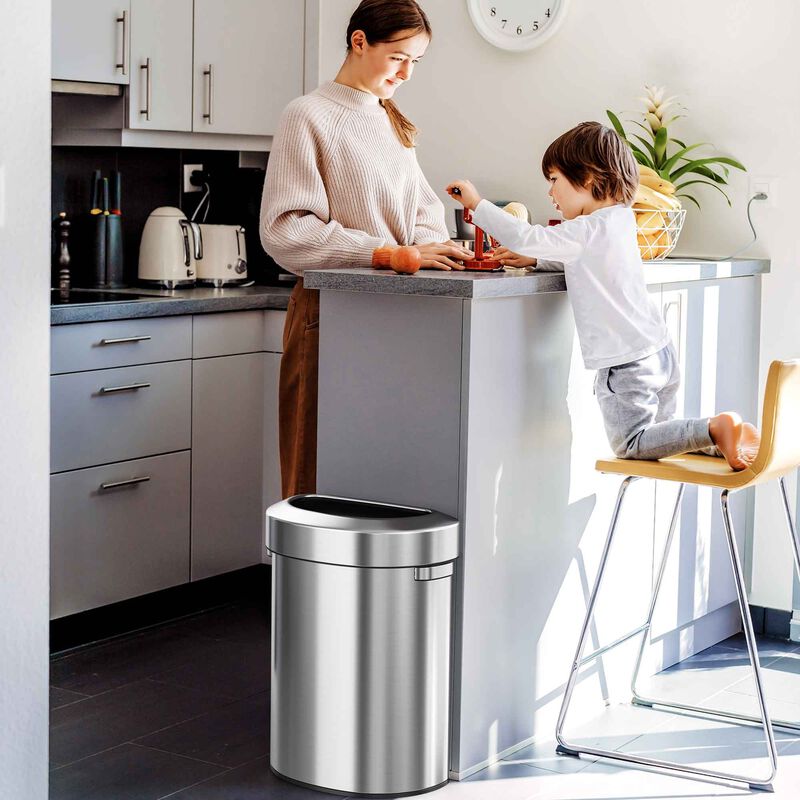 iTouchless 18 Gallon / 68 Liter Semi-Round Open Top Trash Can