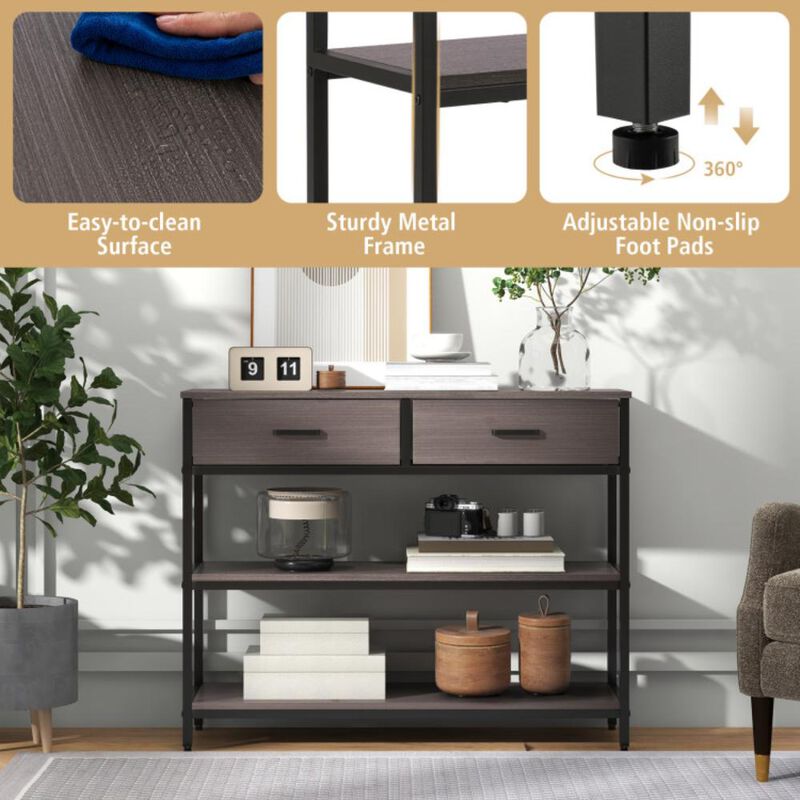 Hivvago Console Table with Folding Fabric Drawers for Entryway