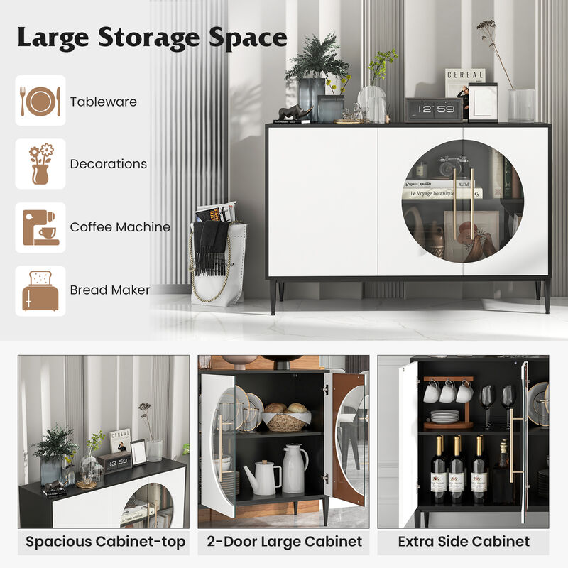 Sideboard Cabinet with Tempered Glass Door for Living Room Dining Room Kitchen