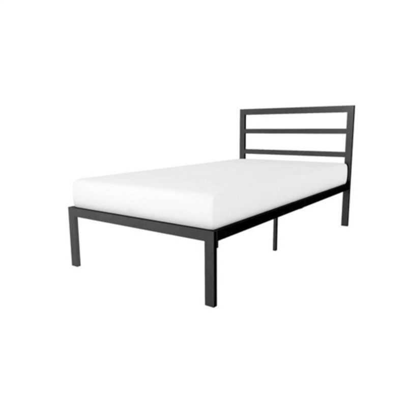 Hivvago Twin Black Metal Platform Bed Frame with Headboard Included