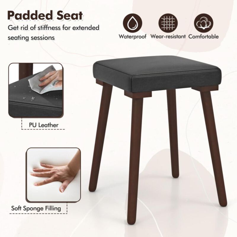 Hivvago 5 Piece Dining Table Set for 4 with 4 Upholstered Stools and Rubber Wood Legs