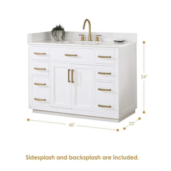 Altair 48 Single Bathroom Vanity in White without Mirror