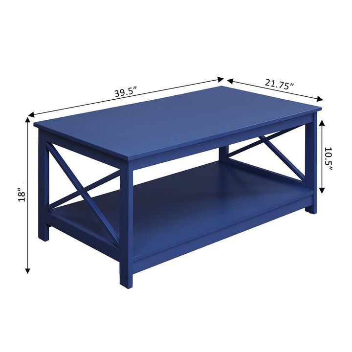 Convenience Concepts Oxford Coffee Table with Shelf, Cobalt Blue