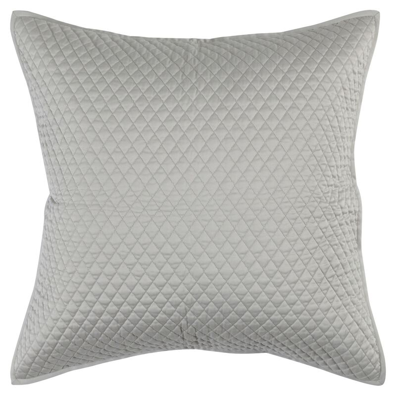 Kahn 26 Inch Hand Stitched Sateen Euro Pillow Sham, Cotton Fill-Benzara