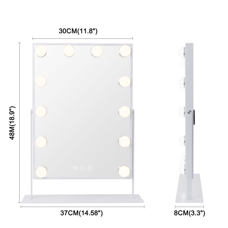 12''  × 16'' in Hollywood  Vanity Makeup Mirror With Lights 12 LED Bulbs