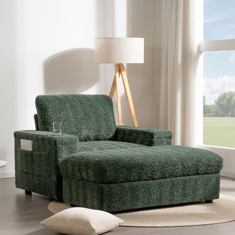 Merax Upholstered Sofa Chair with Storage Ottoman and Armrests
