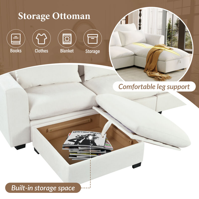 Merax Modular Corner Sofa with 2 Ottomans