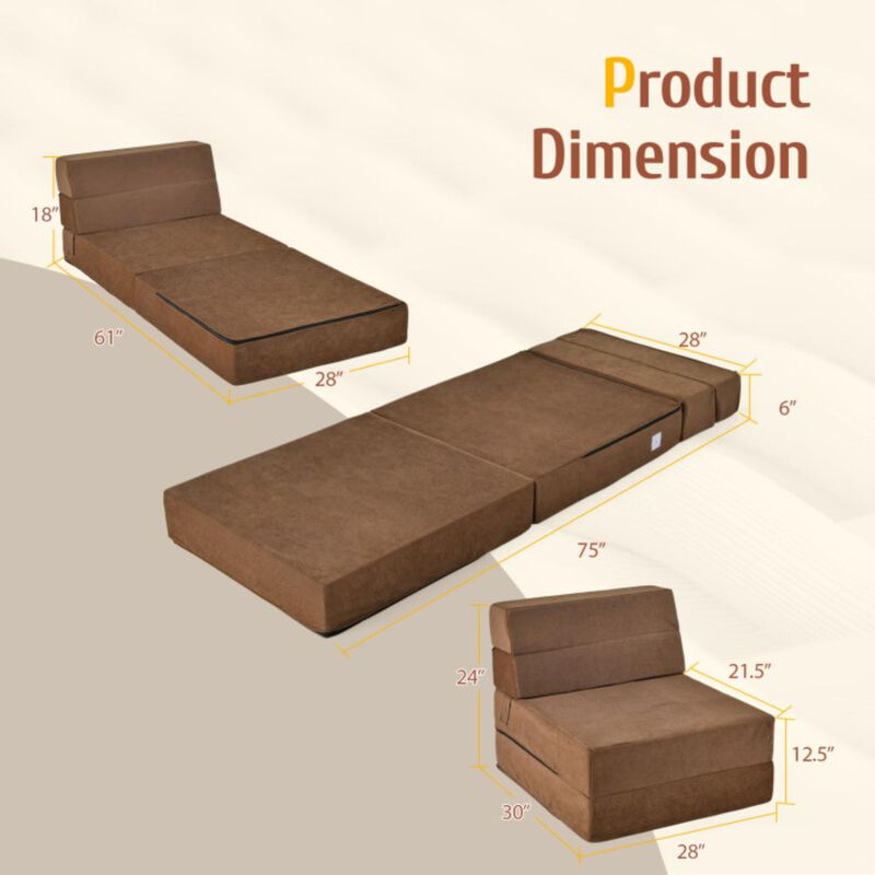 Hivvago Tri-fold Folding Sleeper Sofa Bed for Living Room Bedroom