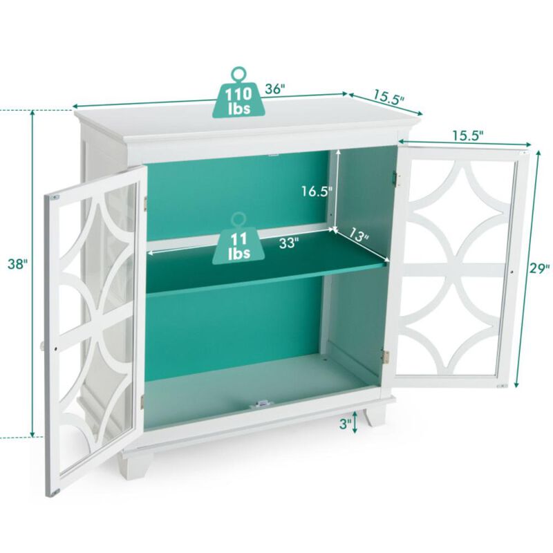 Hivvago Kitchen Buffet Sideboard with Glass Doors and Adjustable Shelf