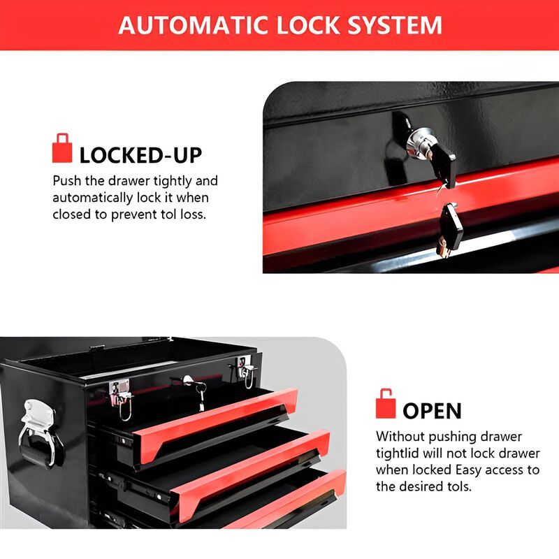 Heavy-Duty Tool Box with 3 Drawers for Easy Access and Storage