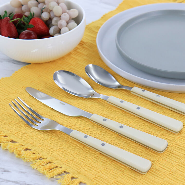 Martha Stewart Garden Cottage 16 Piece Stainless Steel Flatware Set in Cream