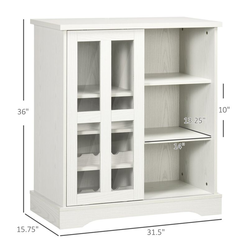 White Kitchen Organizer: Cabinet with Wine Racks & Sliding Door