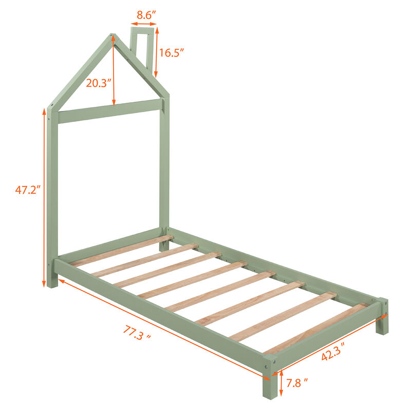 Merax Wood Platform Bed with House-shaped Headboard