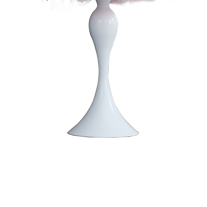 Lily 24 Inch Metal Glam Feather Table Lamp, Candlestick, 40W, Pink, Red-Benzara