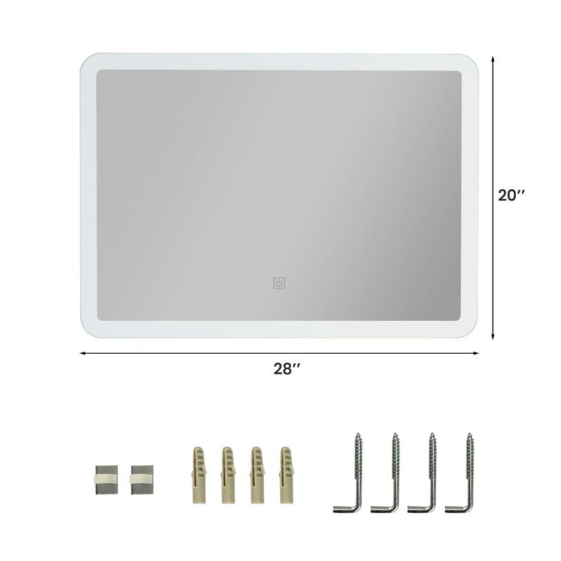 Hivvago LED Wall-mounted Bathroom Rounded Arc Corner Mirror with Touch